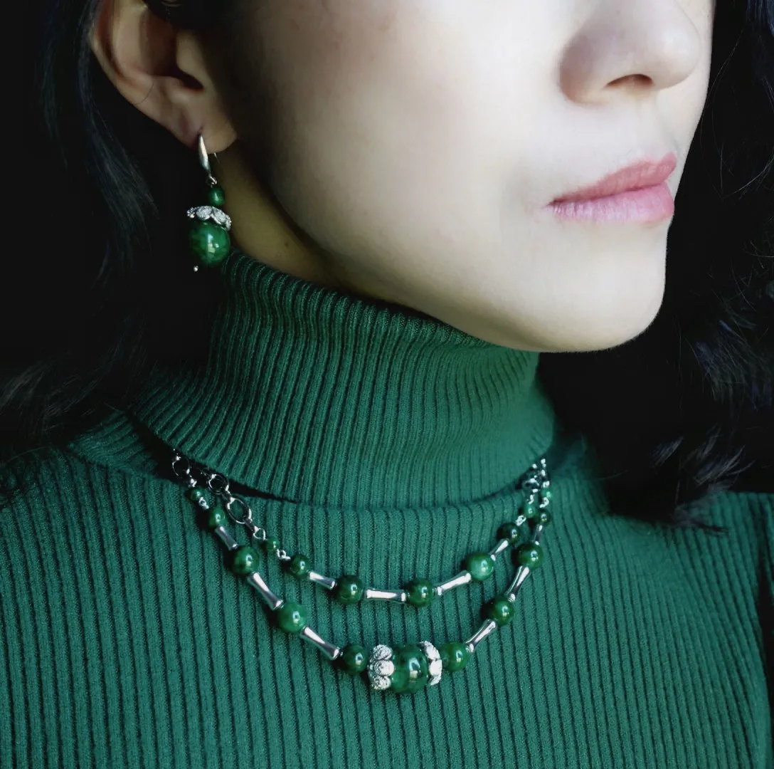 Elf Forest Jadeite Statement Necklace