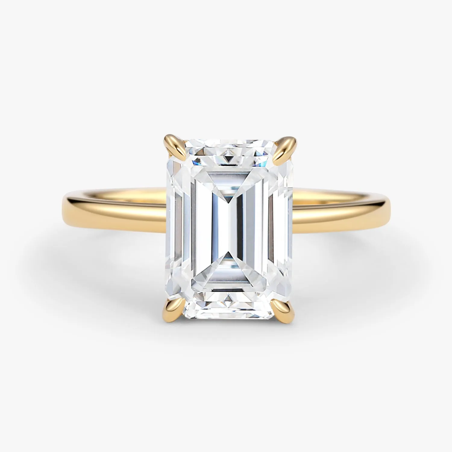 Emerald Cut Moissanite Solitaire Engagement Ring
