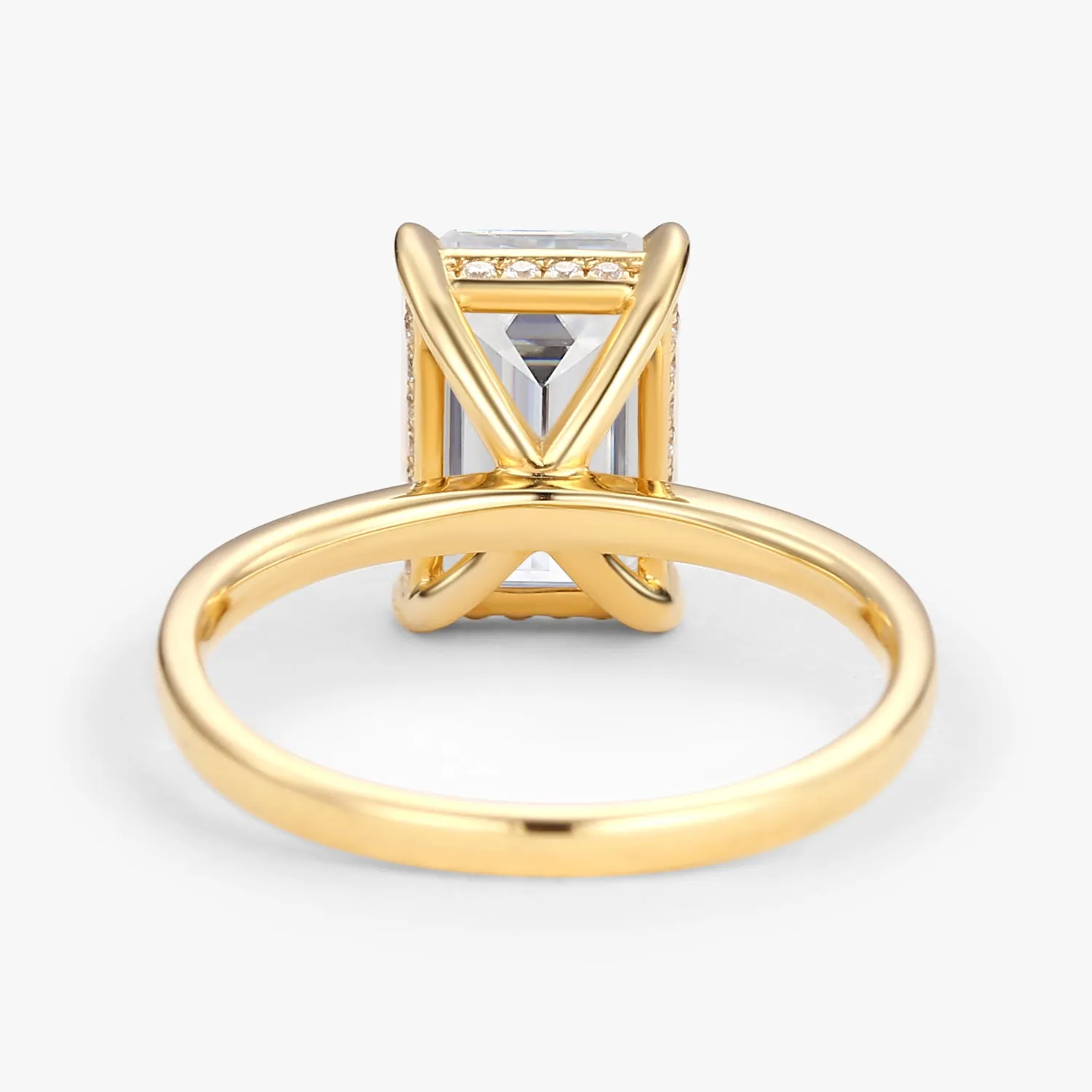 Emerald Cut Moissanite Solitaire Engagement Ring