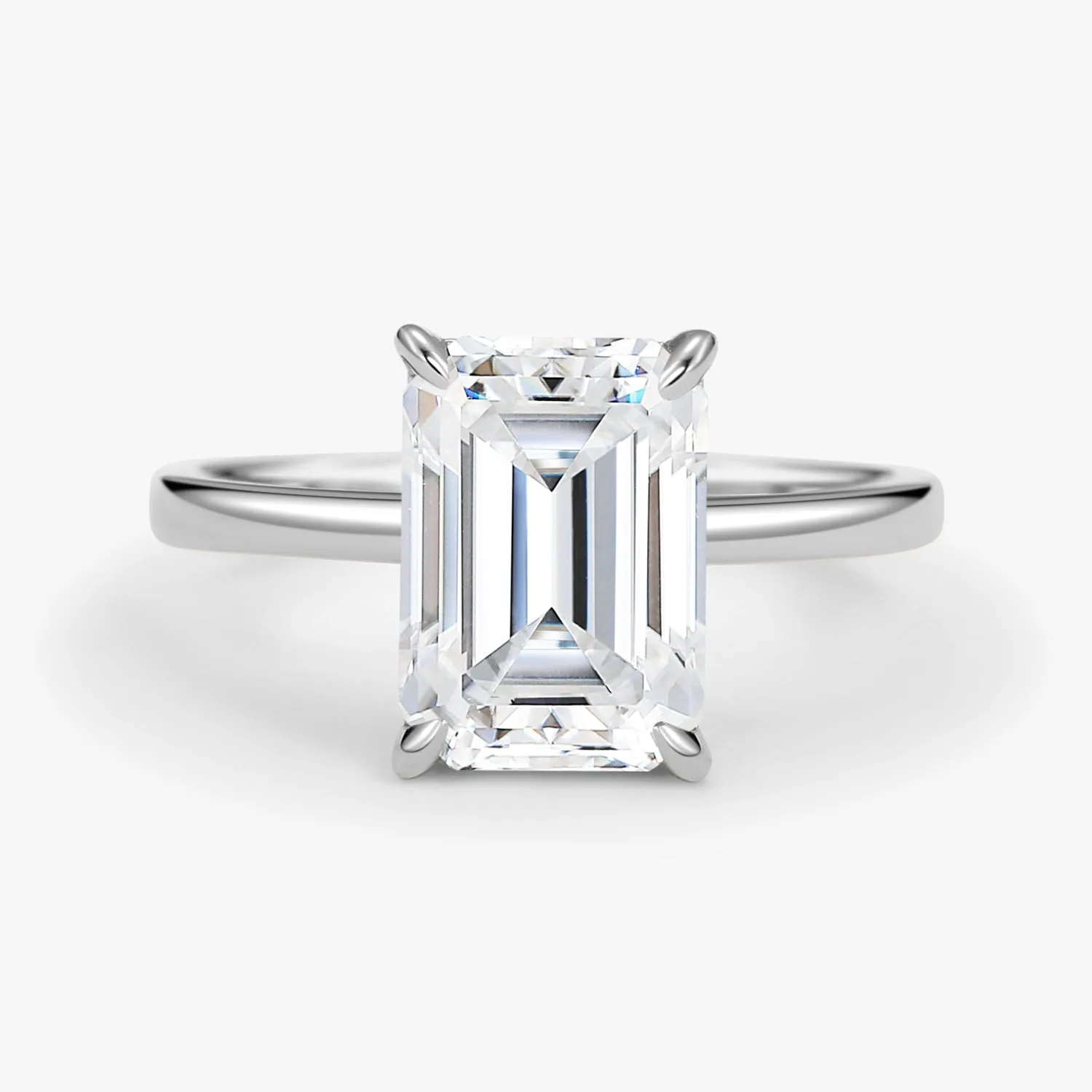 Emerald Cut Moissanite Solitaire Engagement Ring