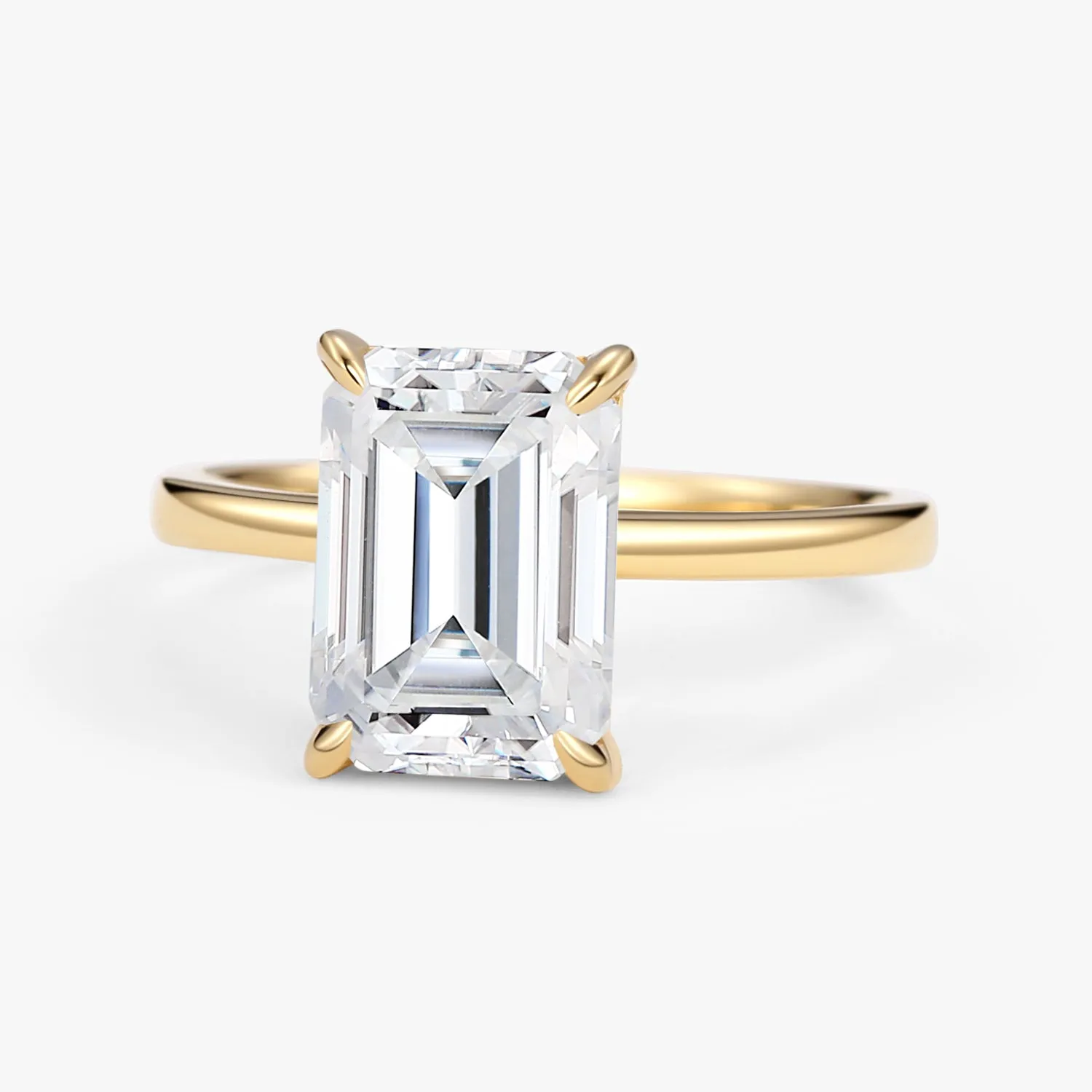 Emerald Cut Moissanite Solitaire Engagement Ring
