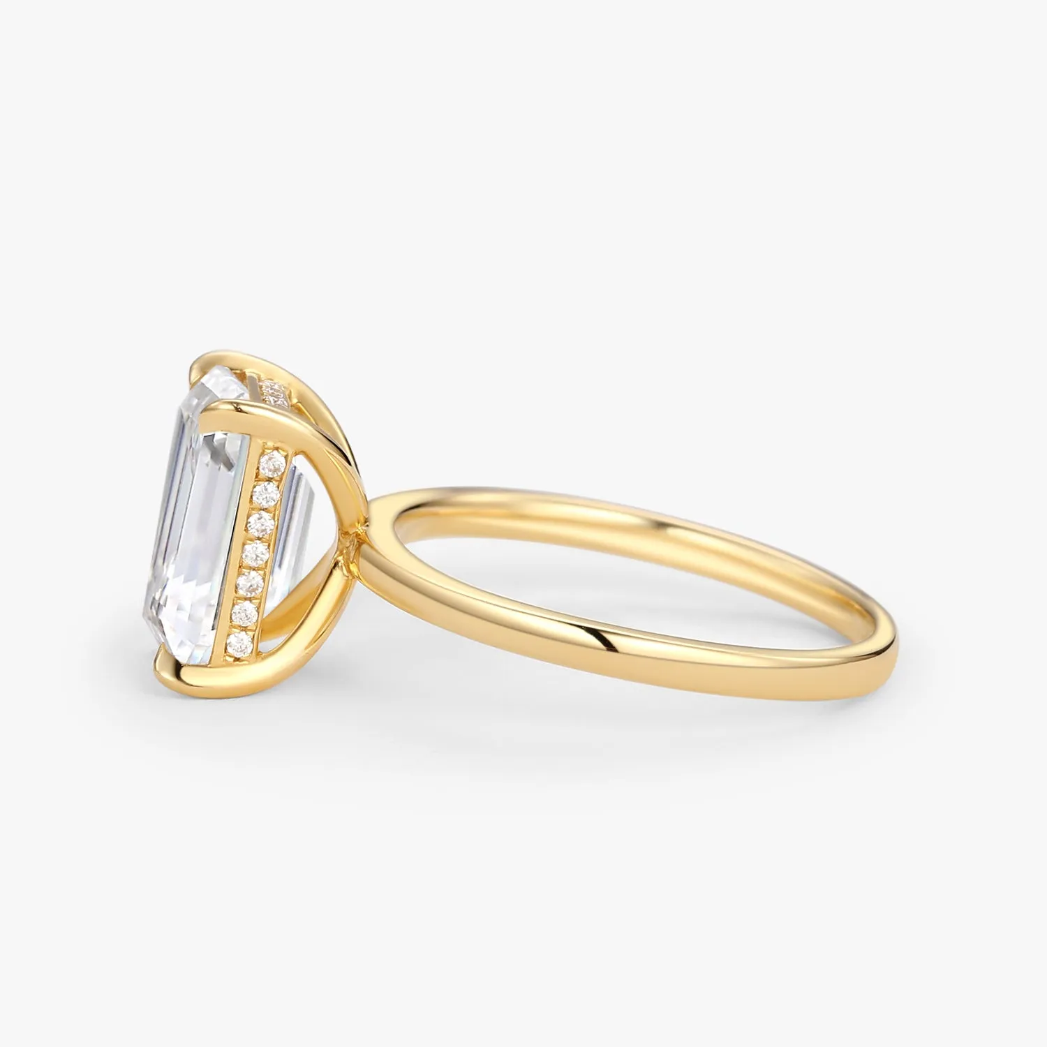 Emerald Cut Moissanite Solitaire Engagement Ring