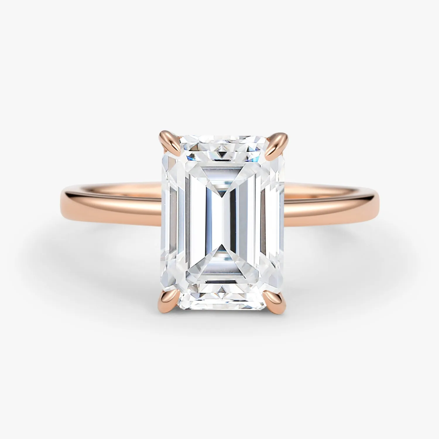 Emerald Cut Moissanite Solitaire Engagement Ring