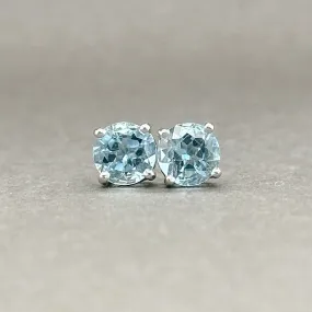 Estate 14K W Gold 1.24ctw Aquamarine Stud Earrings