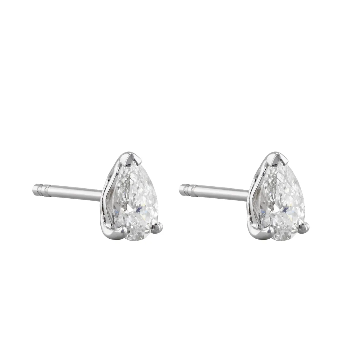 Everyday Diamonds 0.64ct Lab-Grown Pear Cut Solitaire Stud Earrings | 18K White Gold