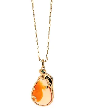 Fire Opal Chameleon Charm Necklace