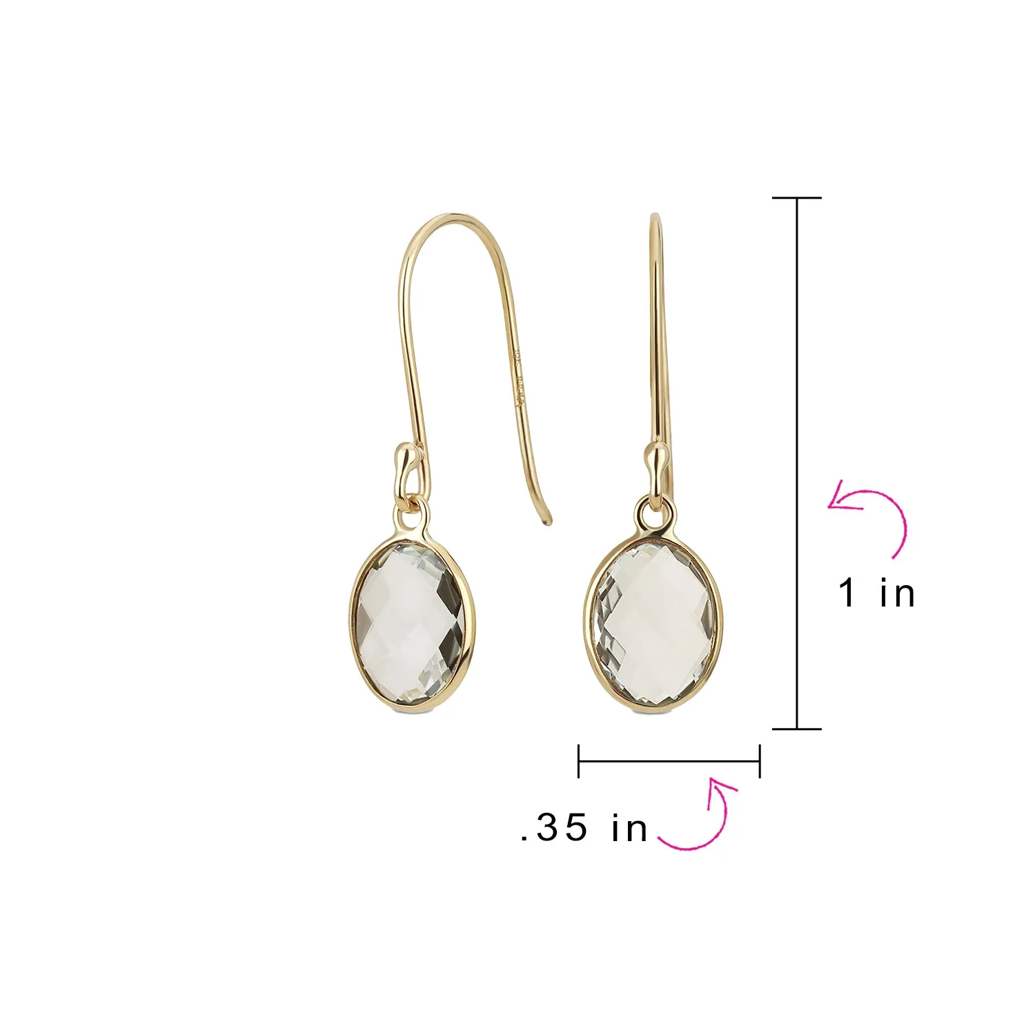 Genuine 10K Gold Aquamarine Dangle Earrings with Faceted Briolette Gemstone