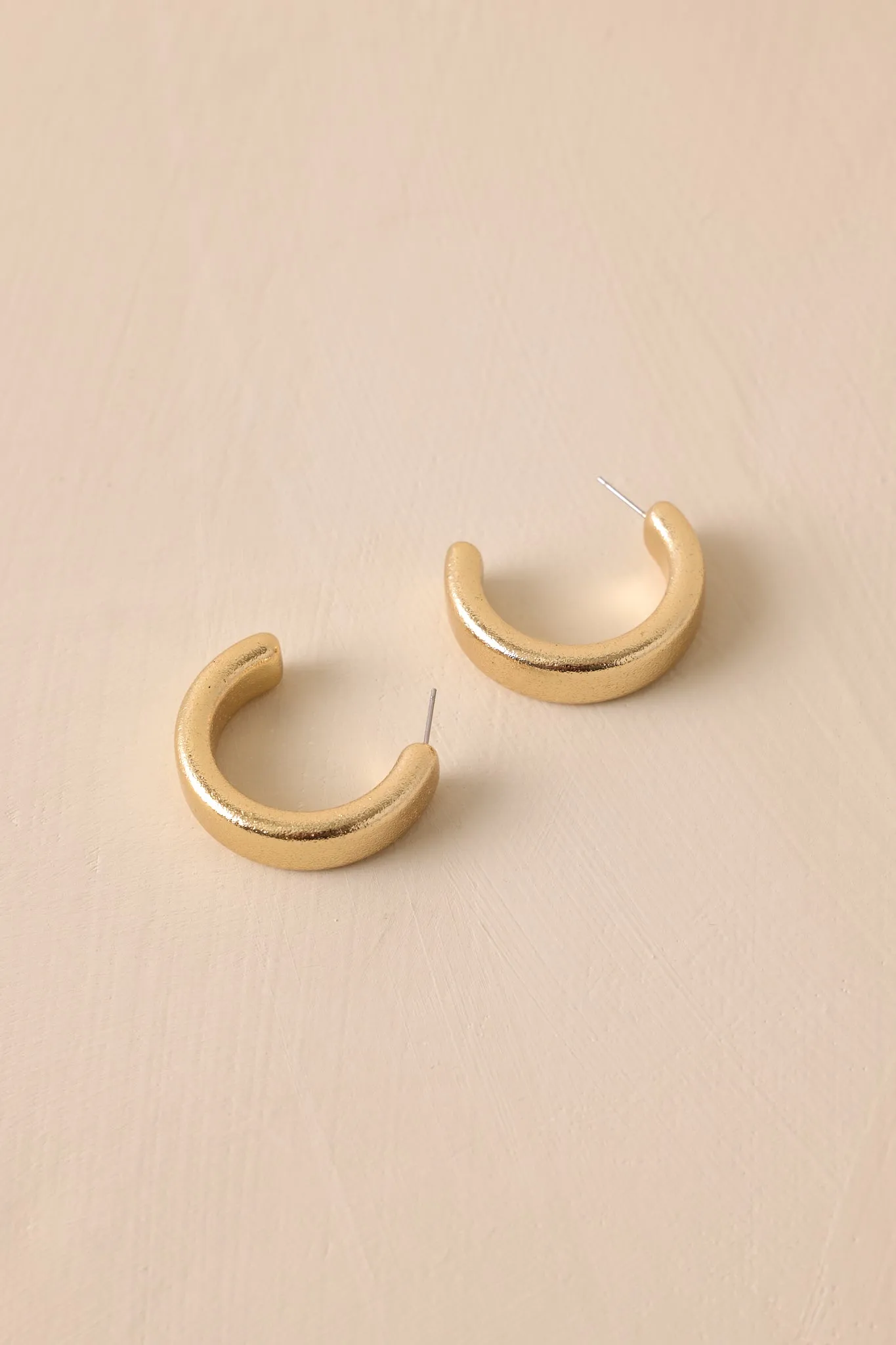 Gleaming Orbit Thick Gold Textured Hoop Earrings