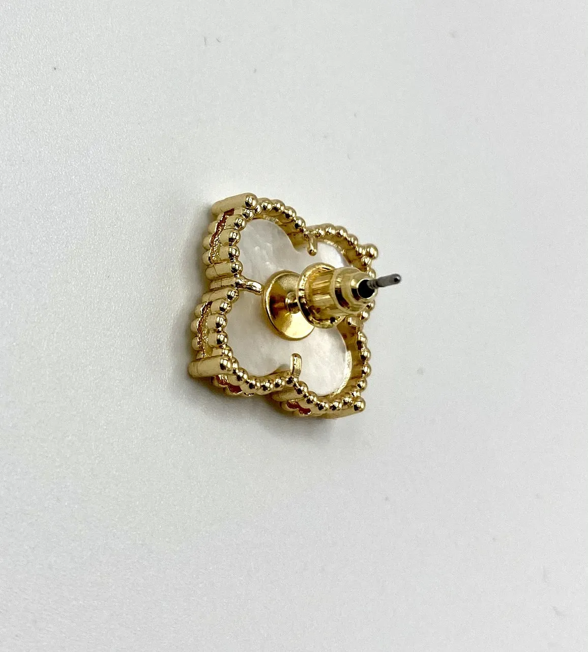 Gold Mother of Pearl Clover Stud Earring