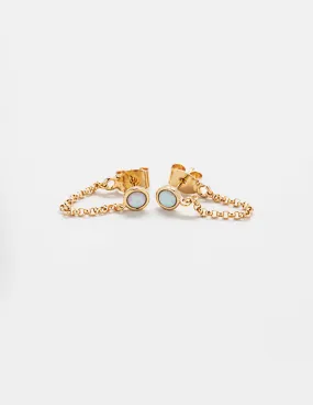 Gold Opal Chain Huggies
