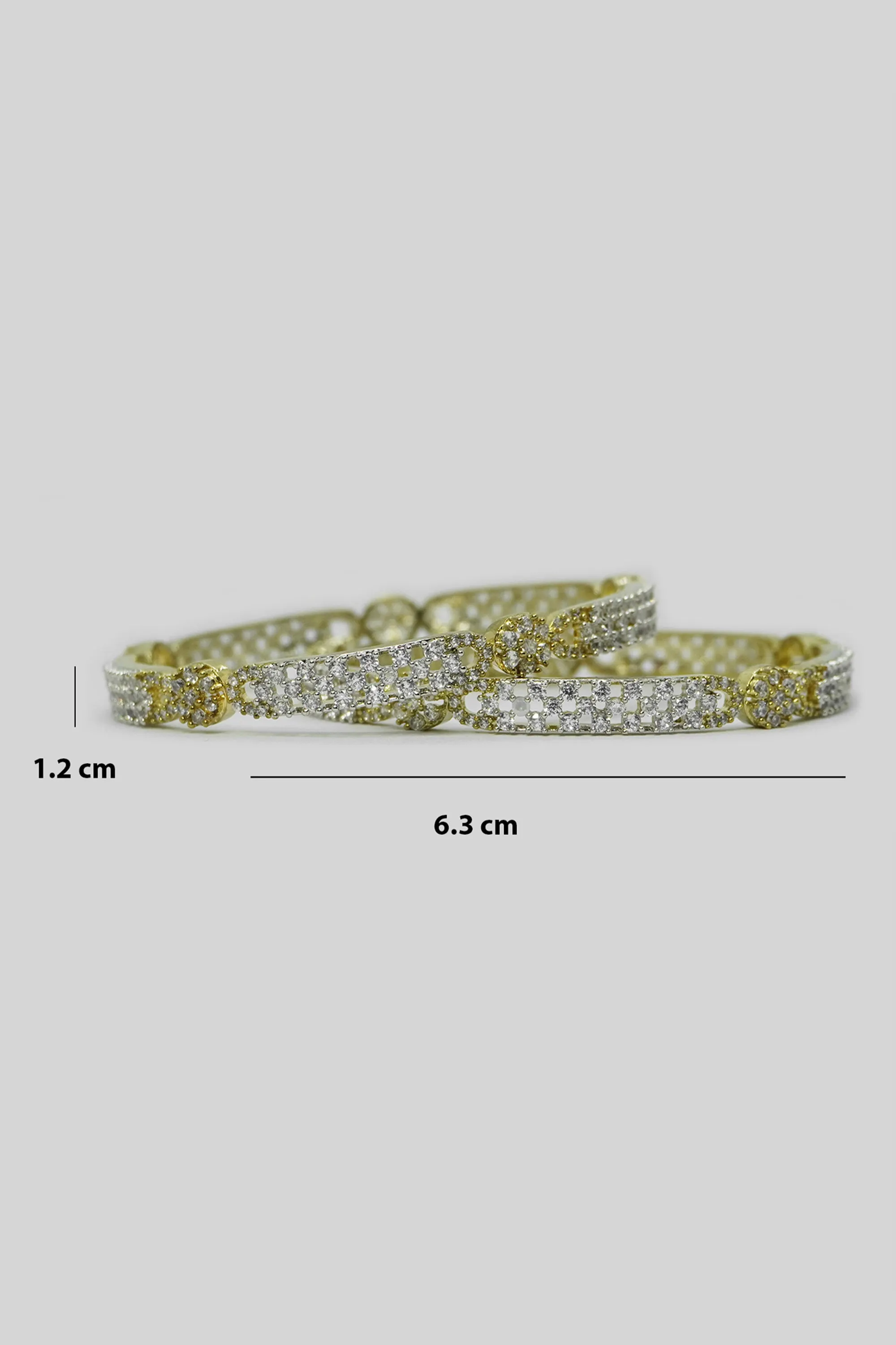 Gold Plated Flower Design CZ Bangles For Women (Set of 2)