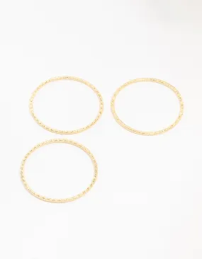 Gold Plated Texture Bangle 3-Pack