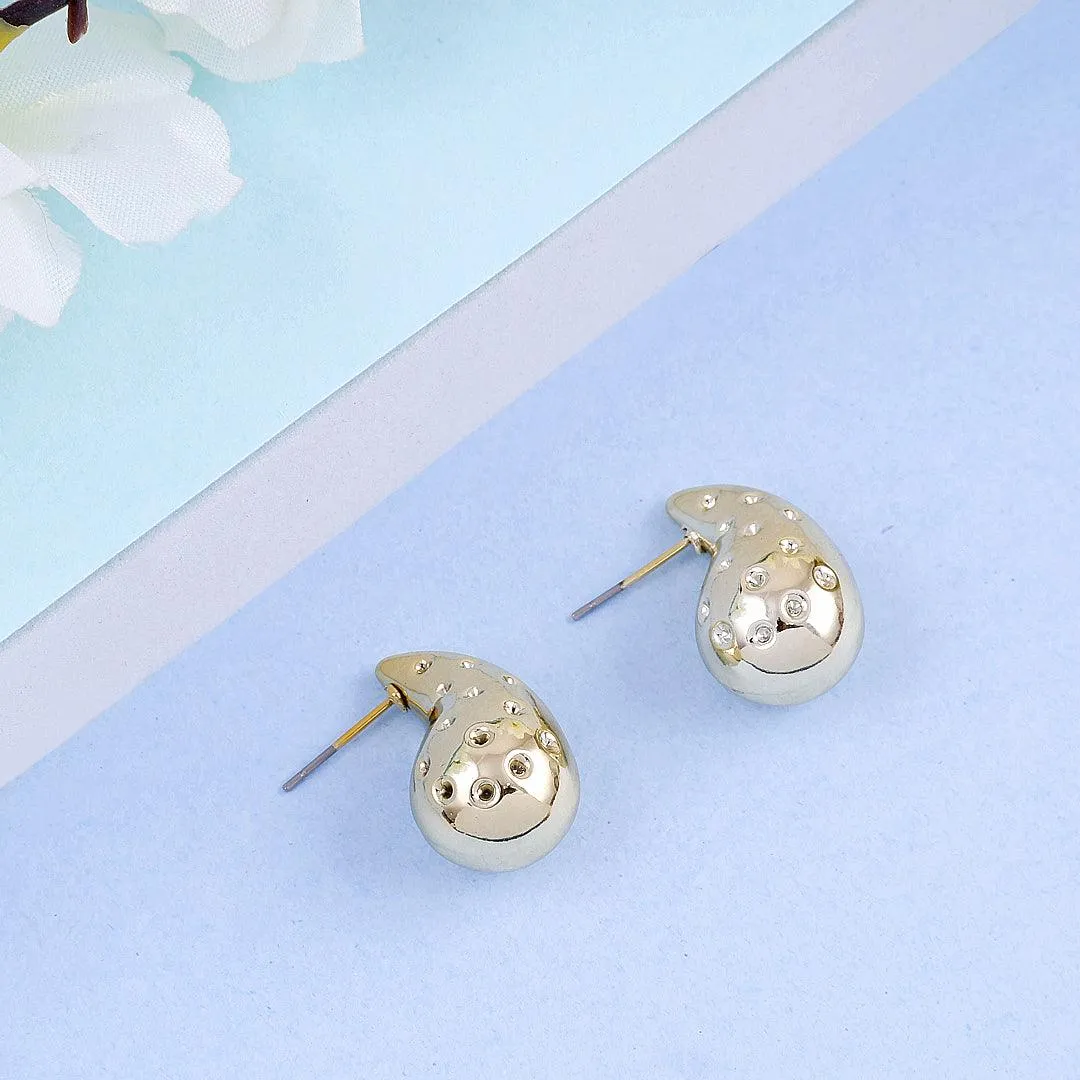 Gold Teardrop Stud Earrings