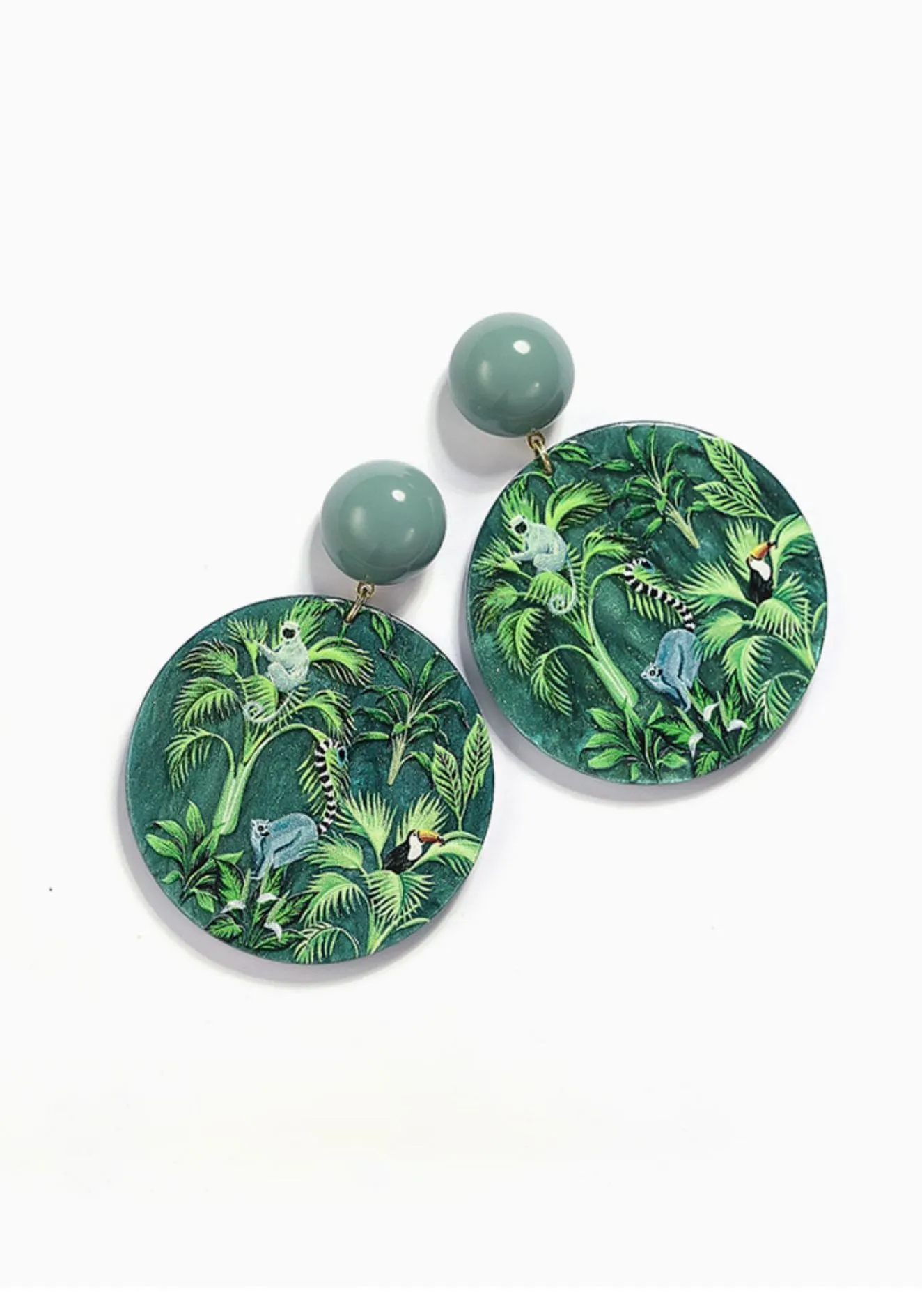 Green Jungle Acrylic Drop Earrings
