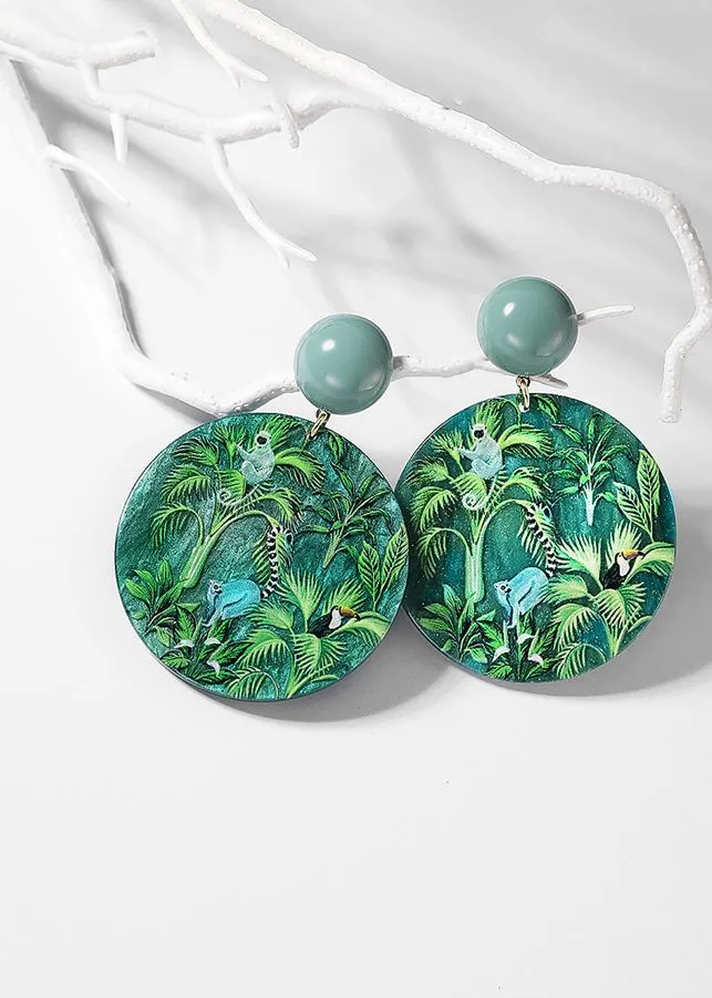 Green Jungle Acrylic Drop Earrings