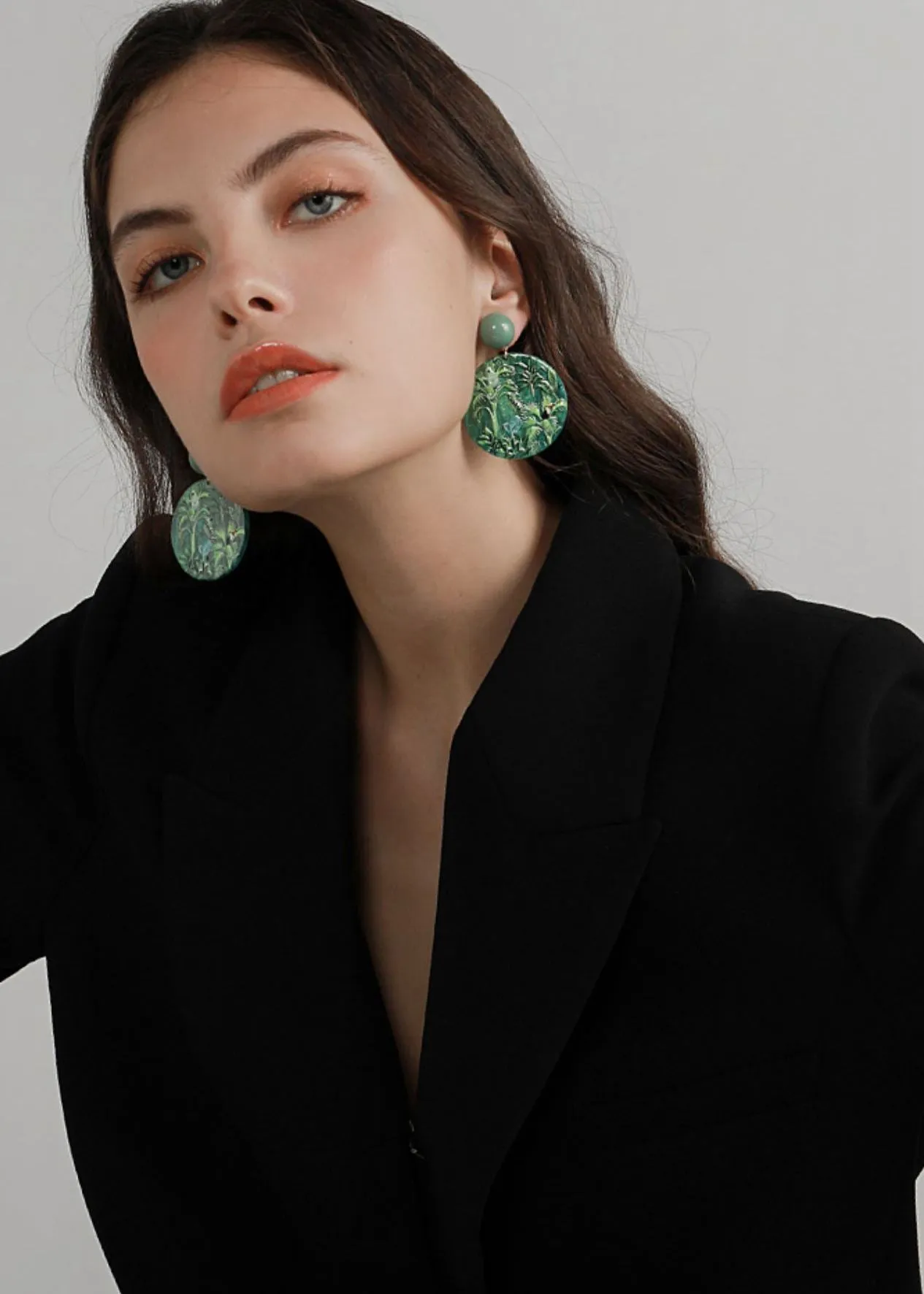 Green Jungle Acrylic Drop Earrings