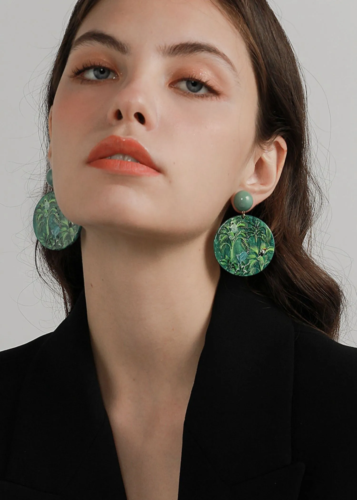 Green Jungle Acrylic Drop Earrings