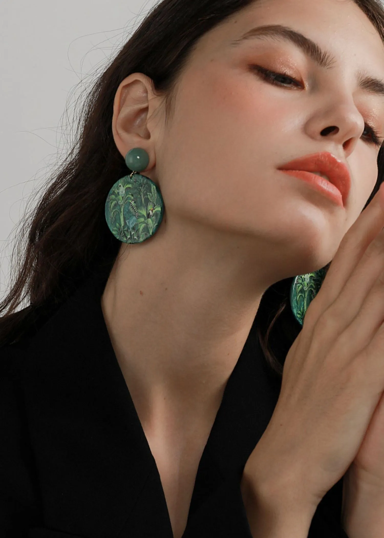Green Jungle Acrylic Drop Earrings