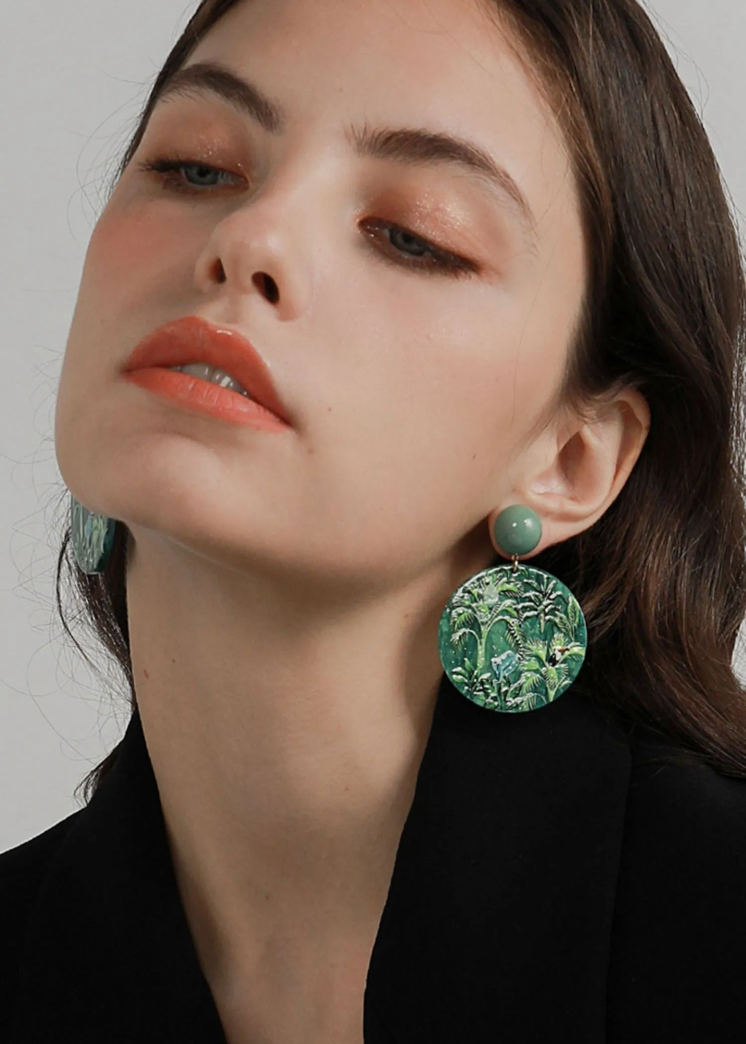 Green Jungle Acrylic Drop Earrings