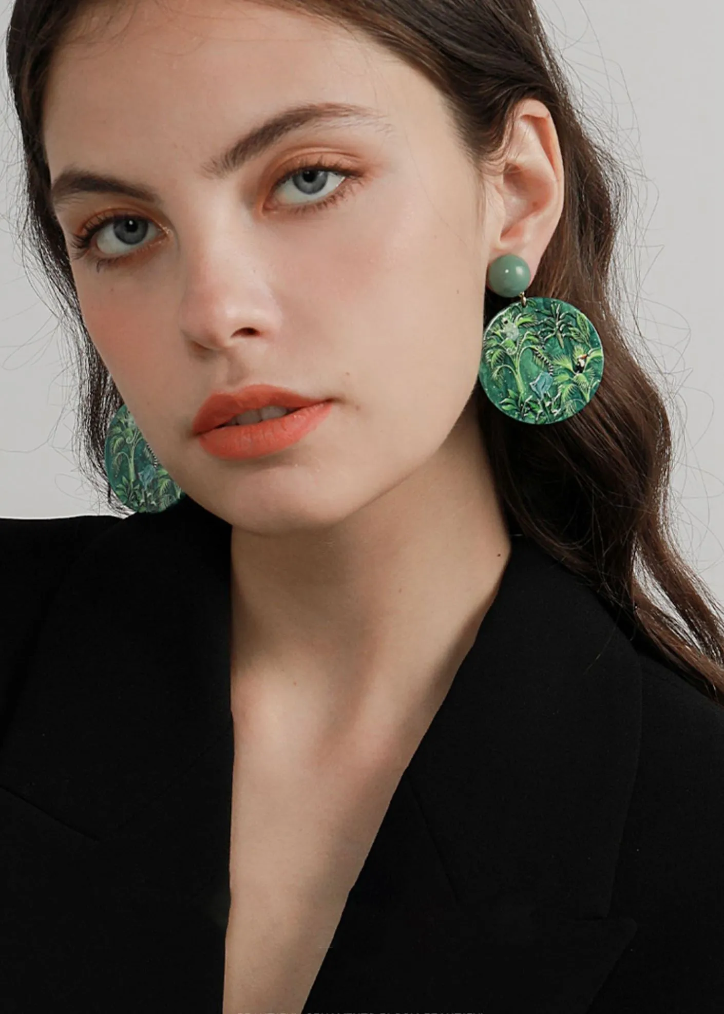 Green Jungle Acrylic Drop Earrings