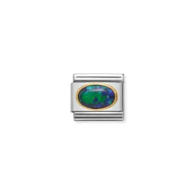 Green Opal Oval Charm - 18K Gold