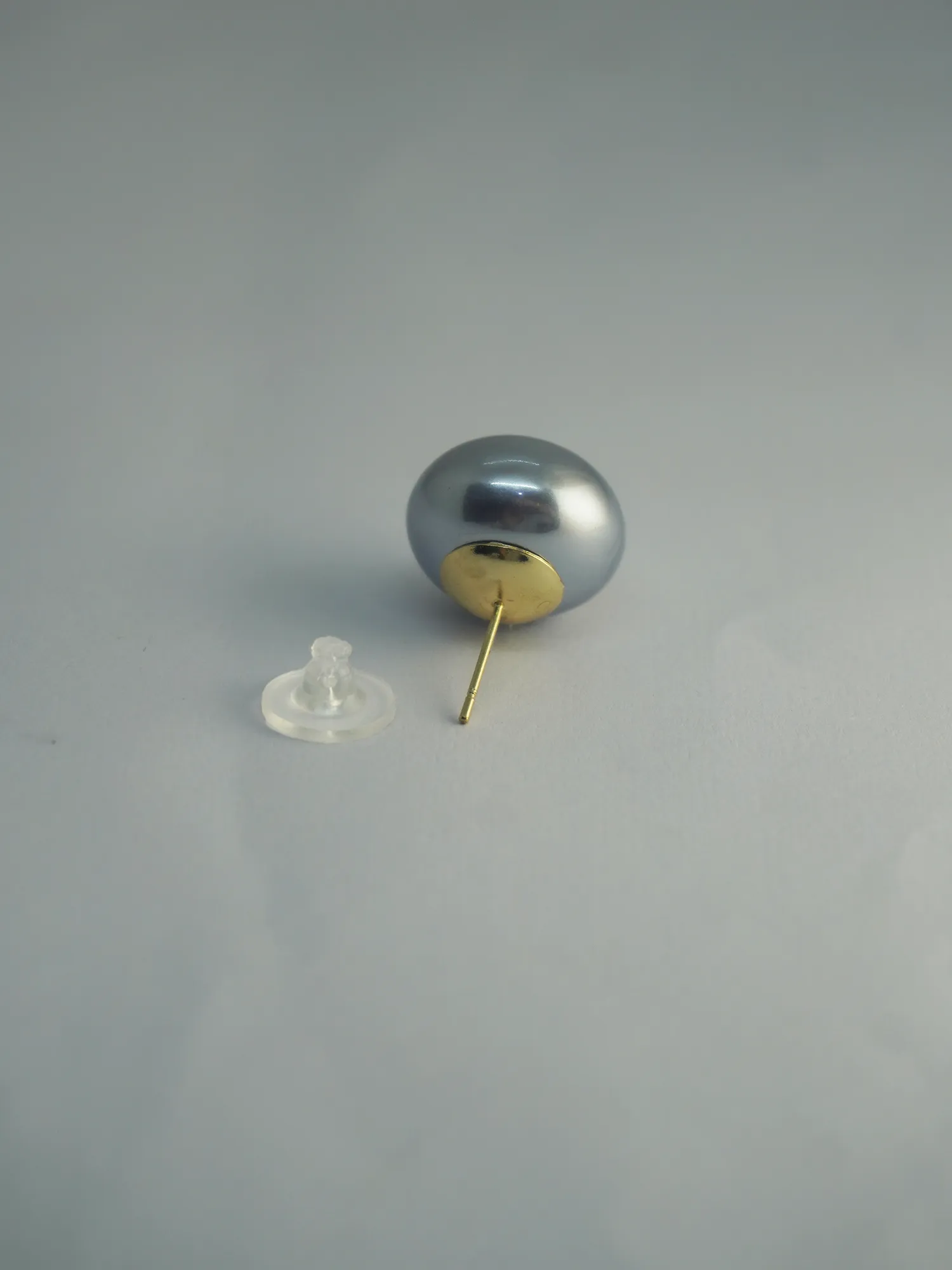 Grey Faux Pearl Stud Earrings