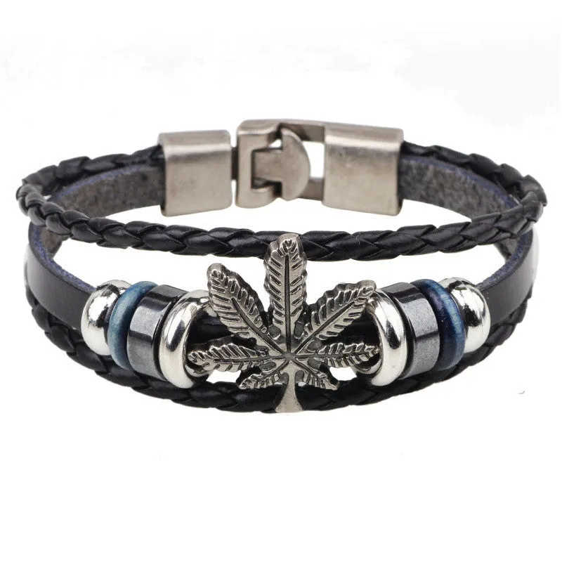 Hand Made Multilayer Braided Bracelets Men Vintage Punk Genuine Leather bracelet &Bangle good gift Bijouterie Accessories