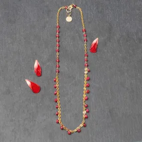 Hibiscus and Honeysuckle - Ruby Gold Necklace