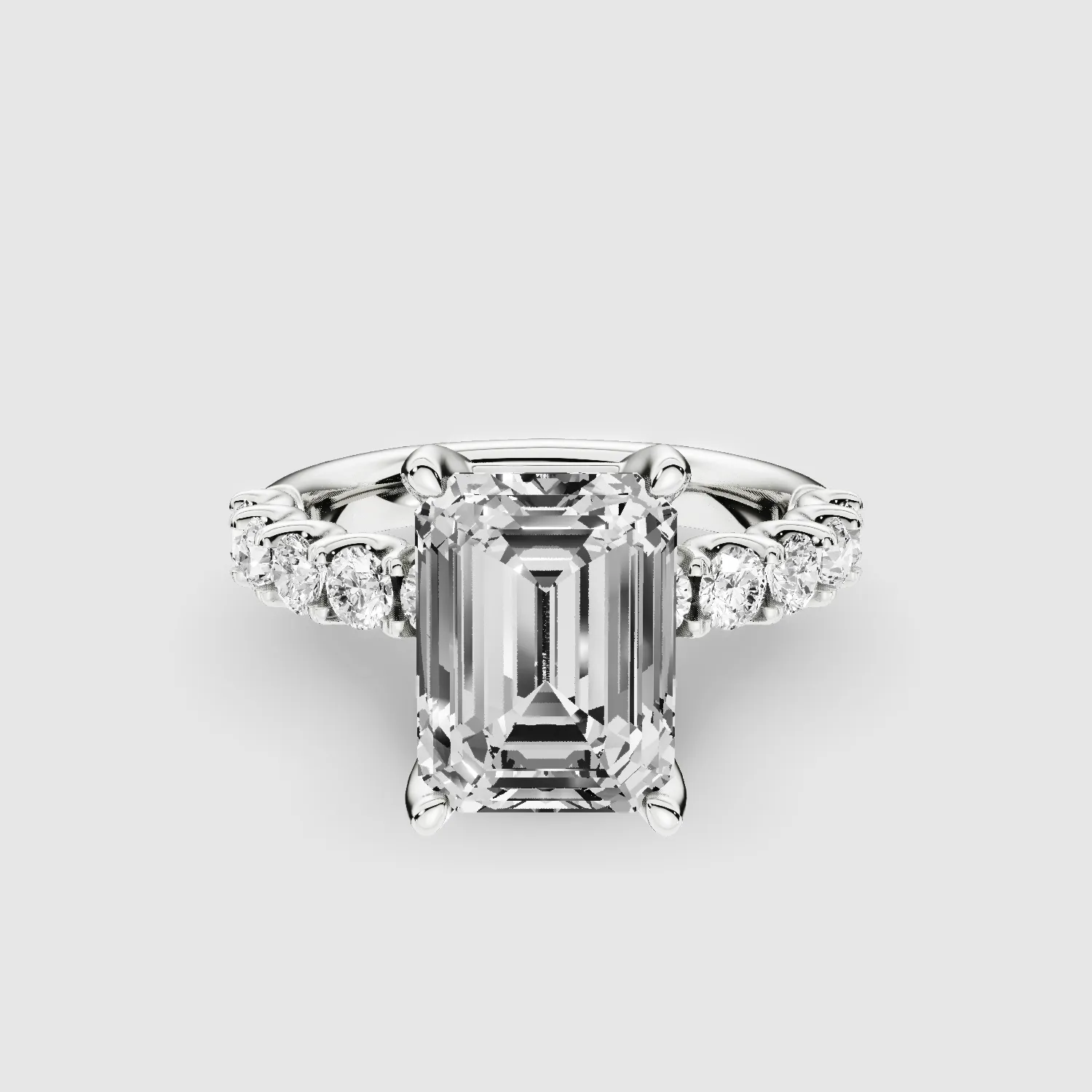 Hidden Halo Luna Solitaire Ring-Emerald Cut