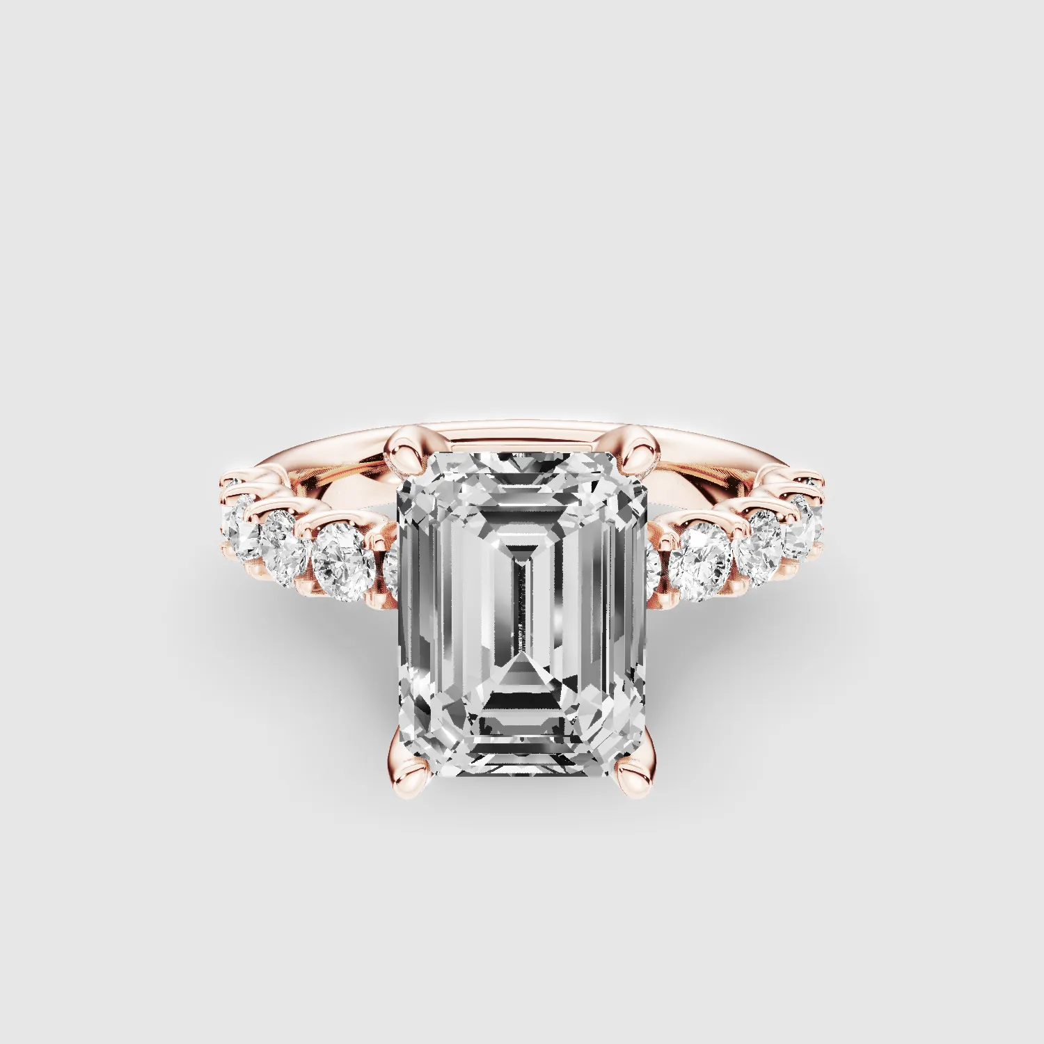 Hidden Halo Luna Solitaire Ring-Emerald Cut