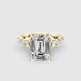 Hidden Halo Luna Solitaire Ring-Emerald Cut