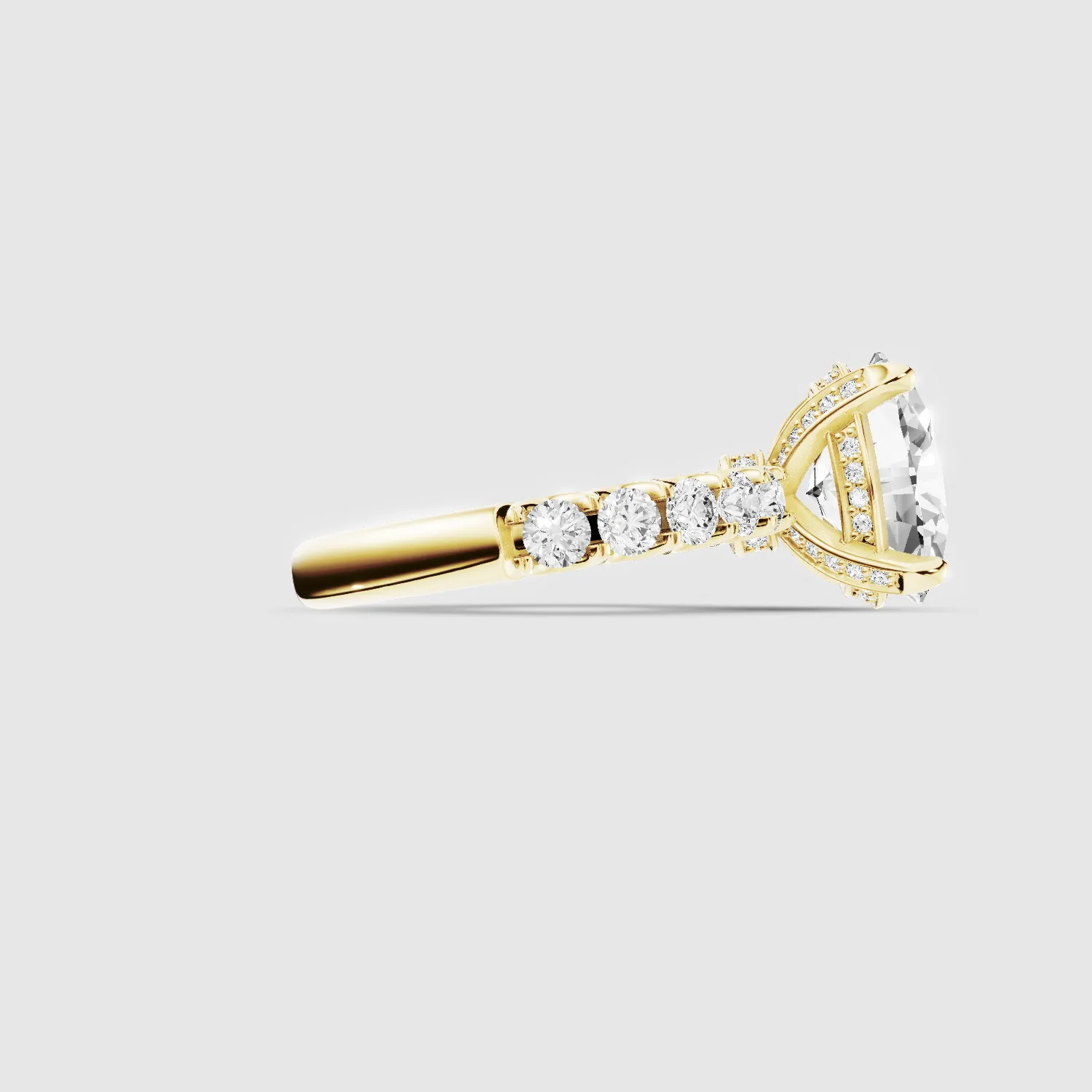 Hidden Halo Luna Solitaire Ring-Oval