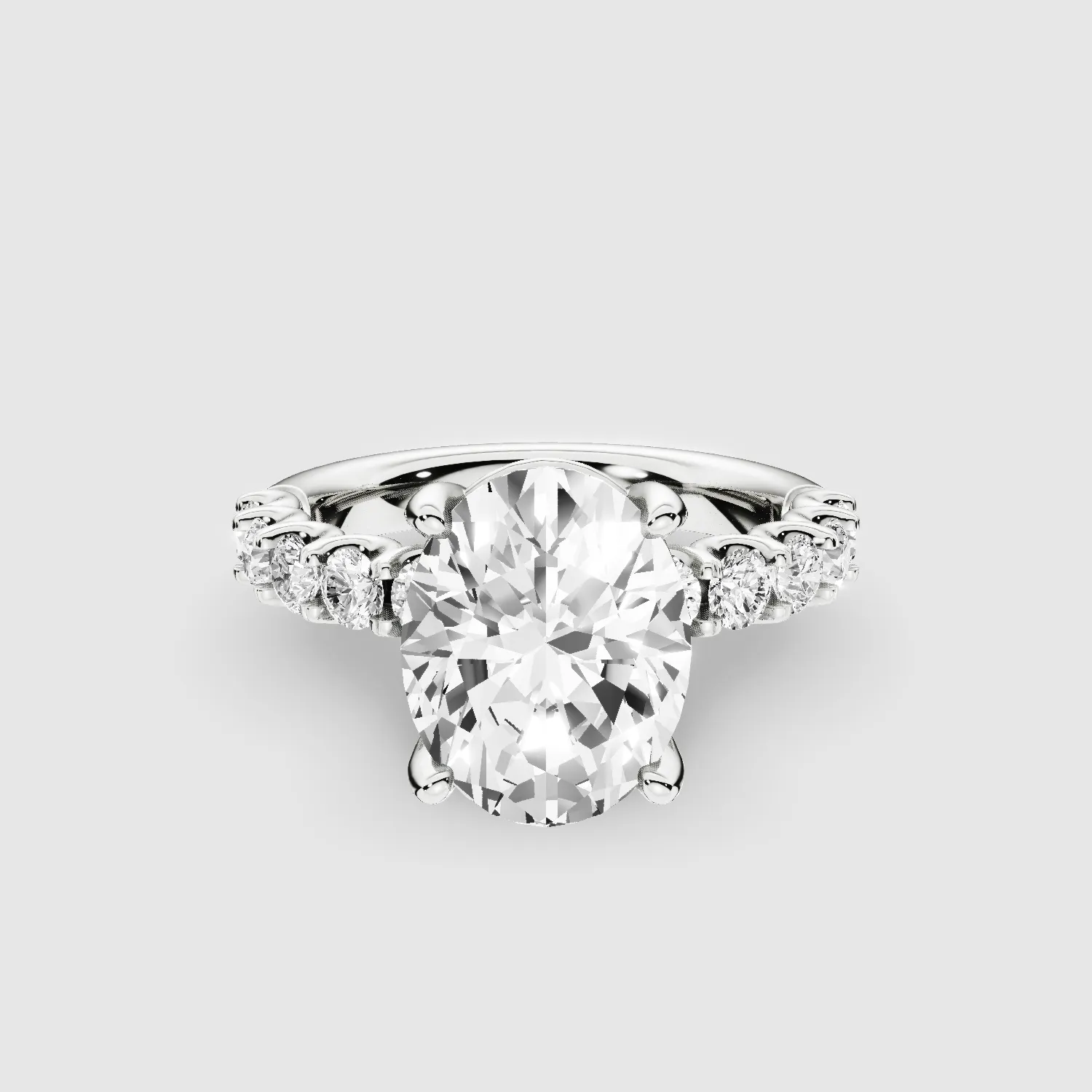 Hidden Halo Luna Solitaire Ring-Oval