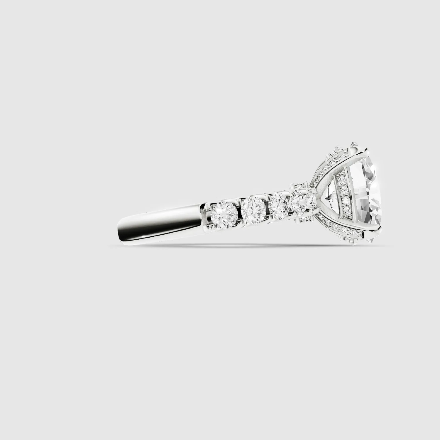 Hidden Halo Luna Solitaire Ring-Oval