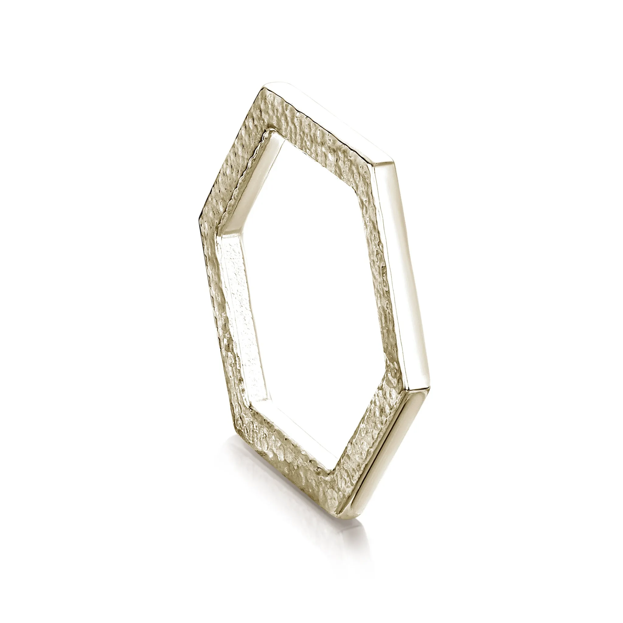Honeycomb Hexagon Ring in 9ct White Gold
