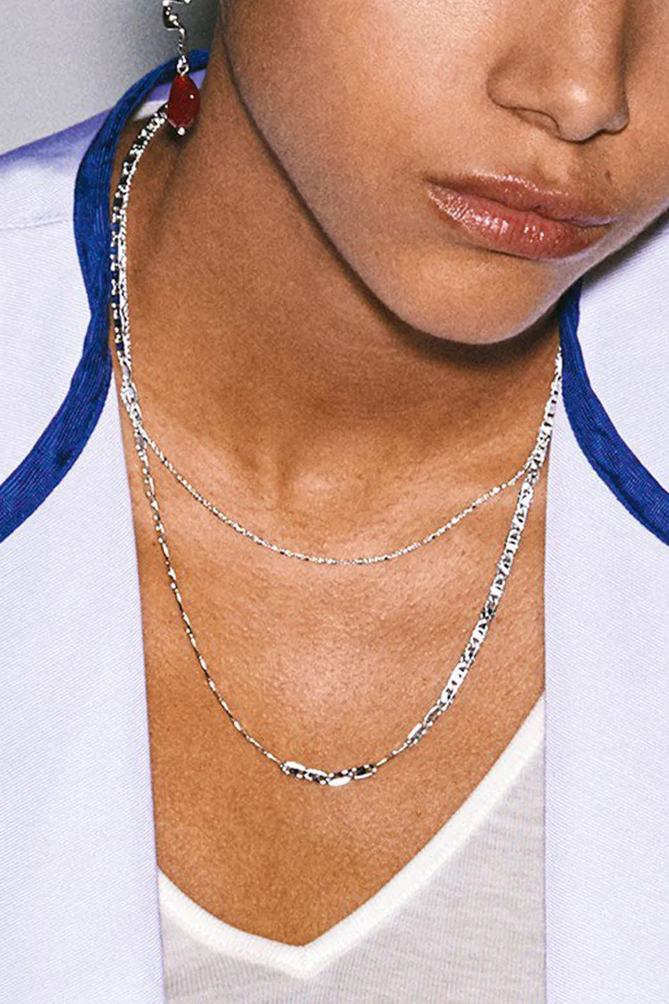 Intuition Double Chain Necklace Silver Plated