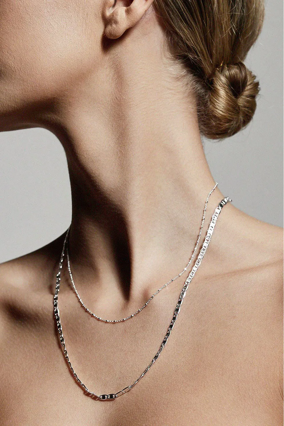 Intuition Double Chain Necklace Silver Plated