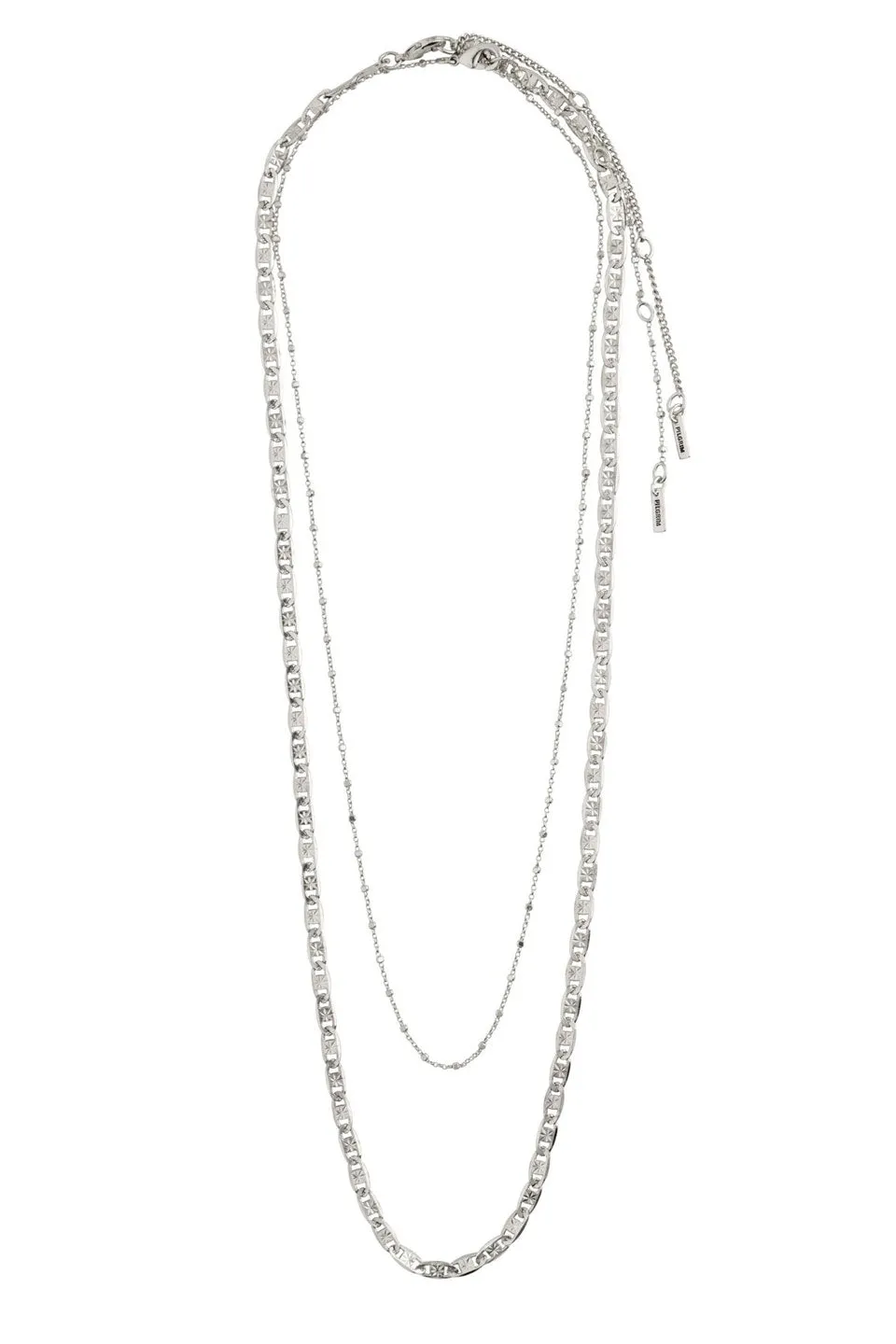 Intuition Double Chain Necklace Silver Plated