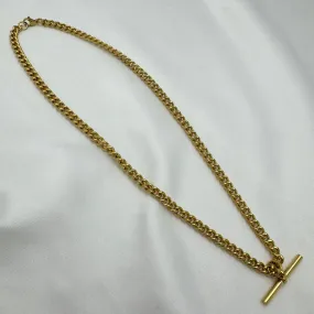 Large Gold T bar Chain Necklace
