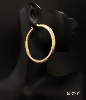 Large textured hoop earrings 10K solid gold