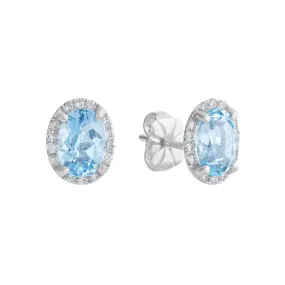 LaViano Fashion 14K White Gold Aquamarine and Diamond Earrings