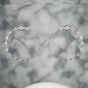 Leverne 3 Carats Front Facing Lab Grown Diamond Droplet Hoop Earrings in 14k White Gold