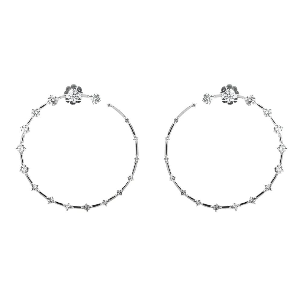 Leverne 3 Carats Front Facing Lab Grown Diamond Droplet Hoop Earrings in 14k White Gold