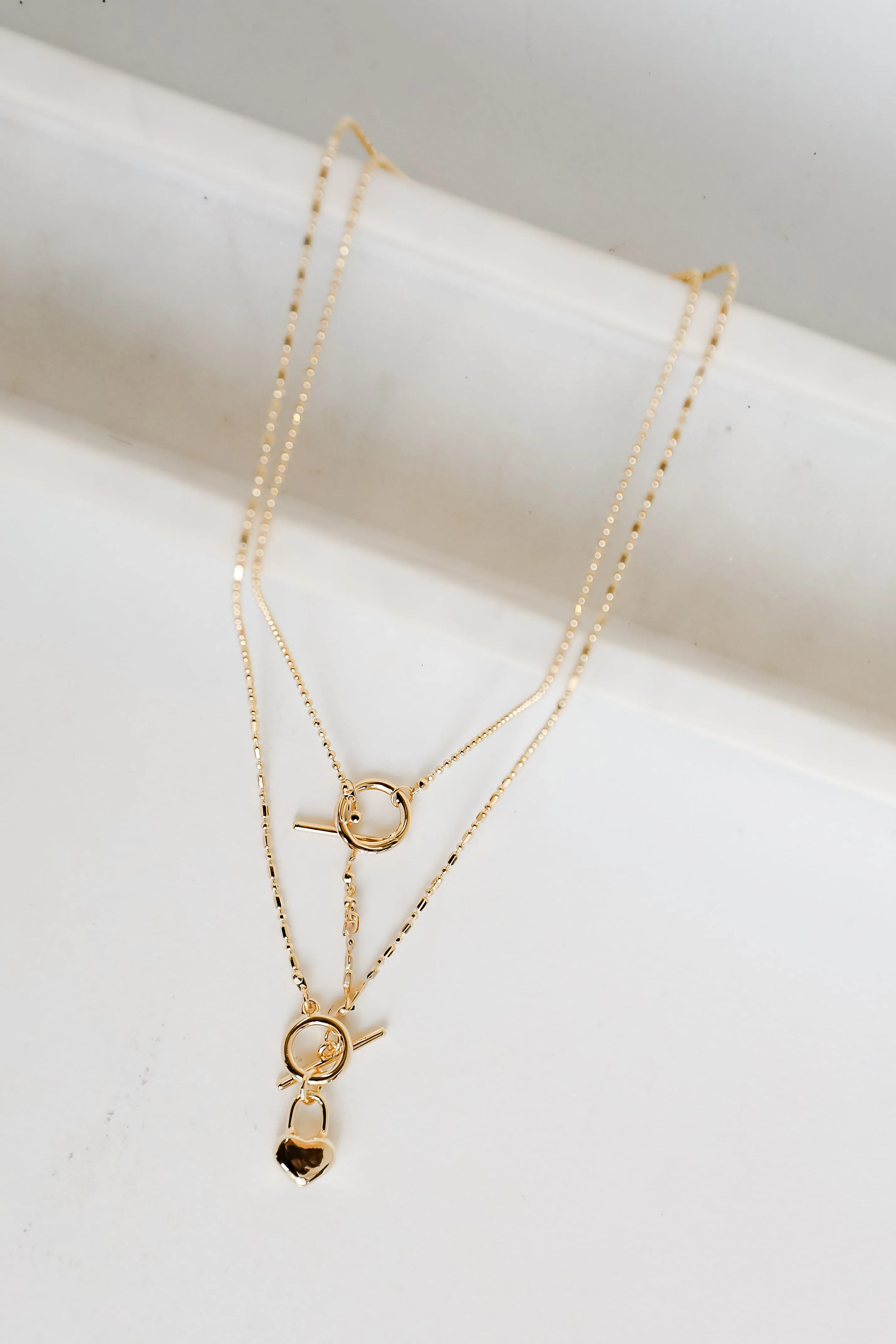 Lindsey Gold Heart Charm Layered Necklace