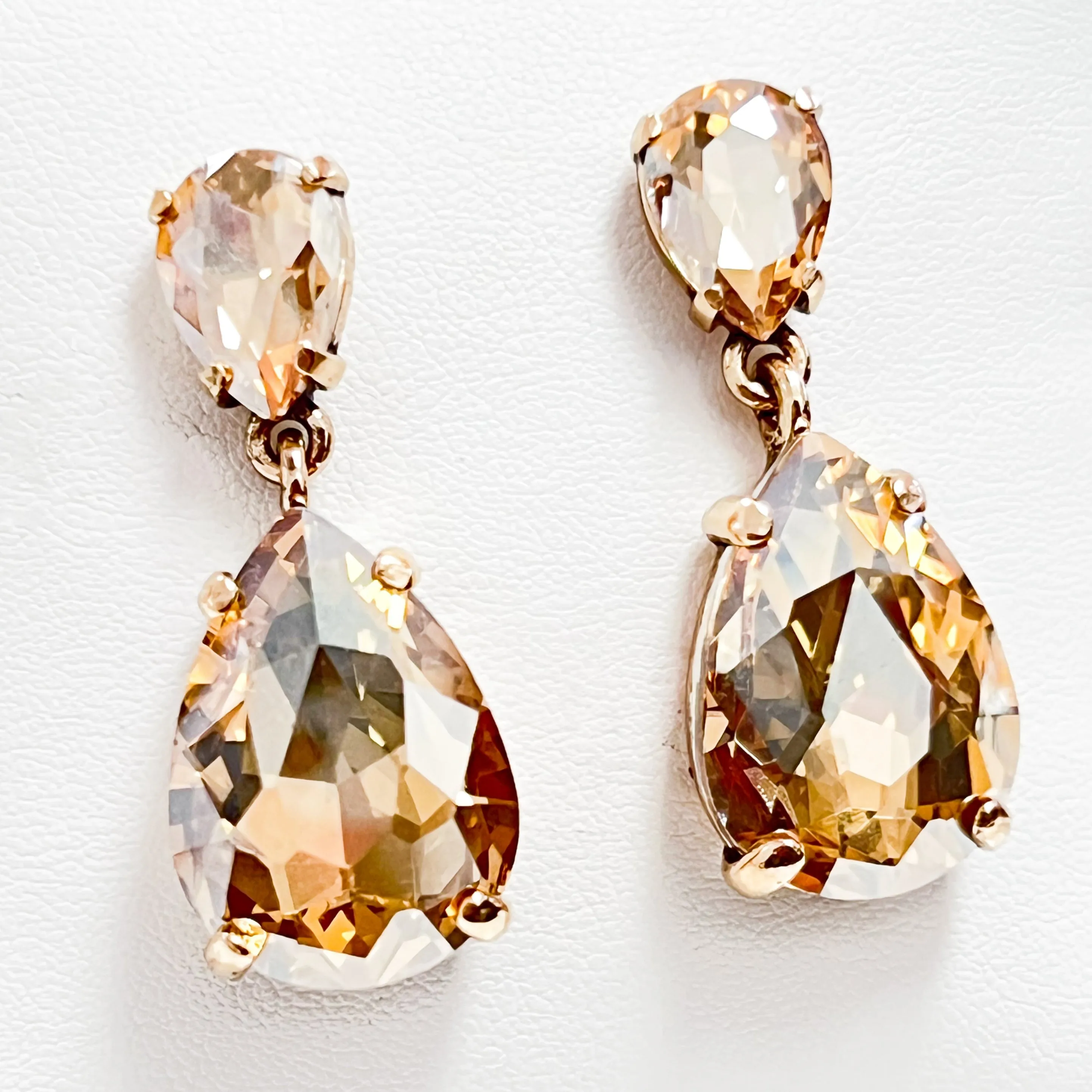 Mariah - Rhinestone Drop Earrings (Topaz)
