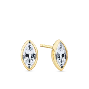 Marquise Shape Cubic Zirconia Stud Earrings in 9ct Yellow Gold