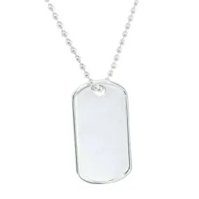 Mens Sterling Silver Large Ridged Dog Tag Personalised