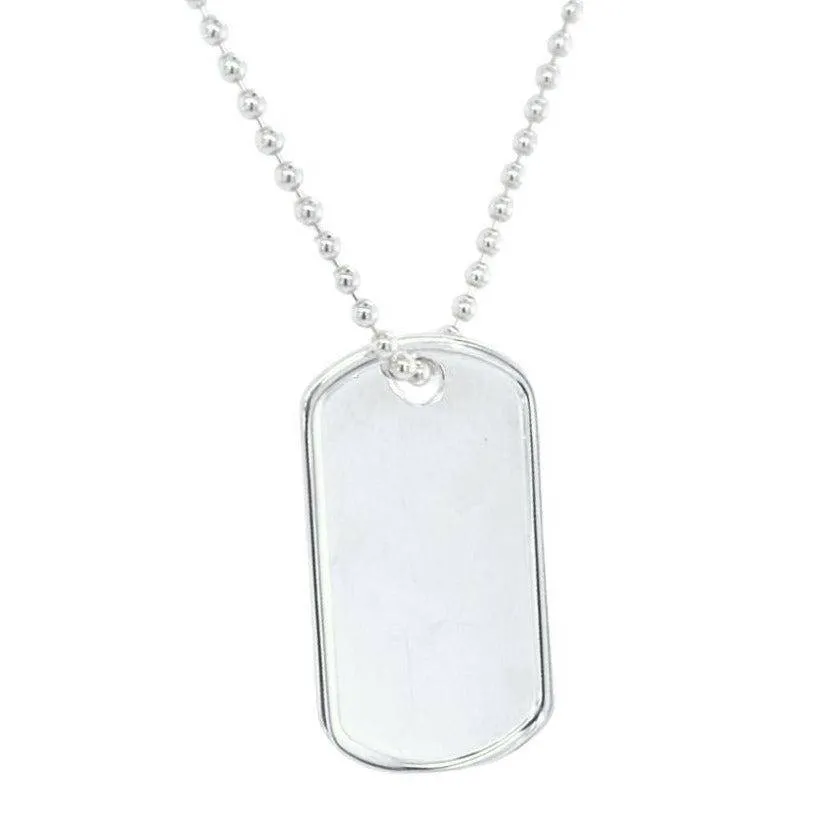 Mens Sterling Silver Large Ridged Dog Tag Personalised