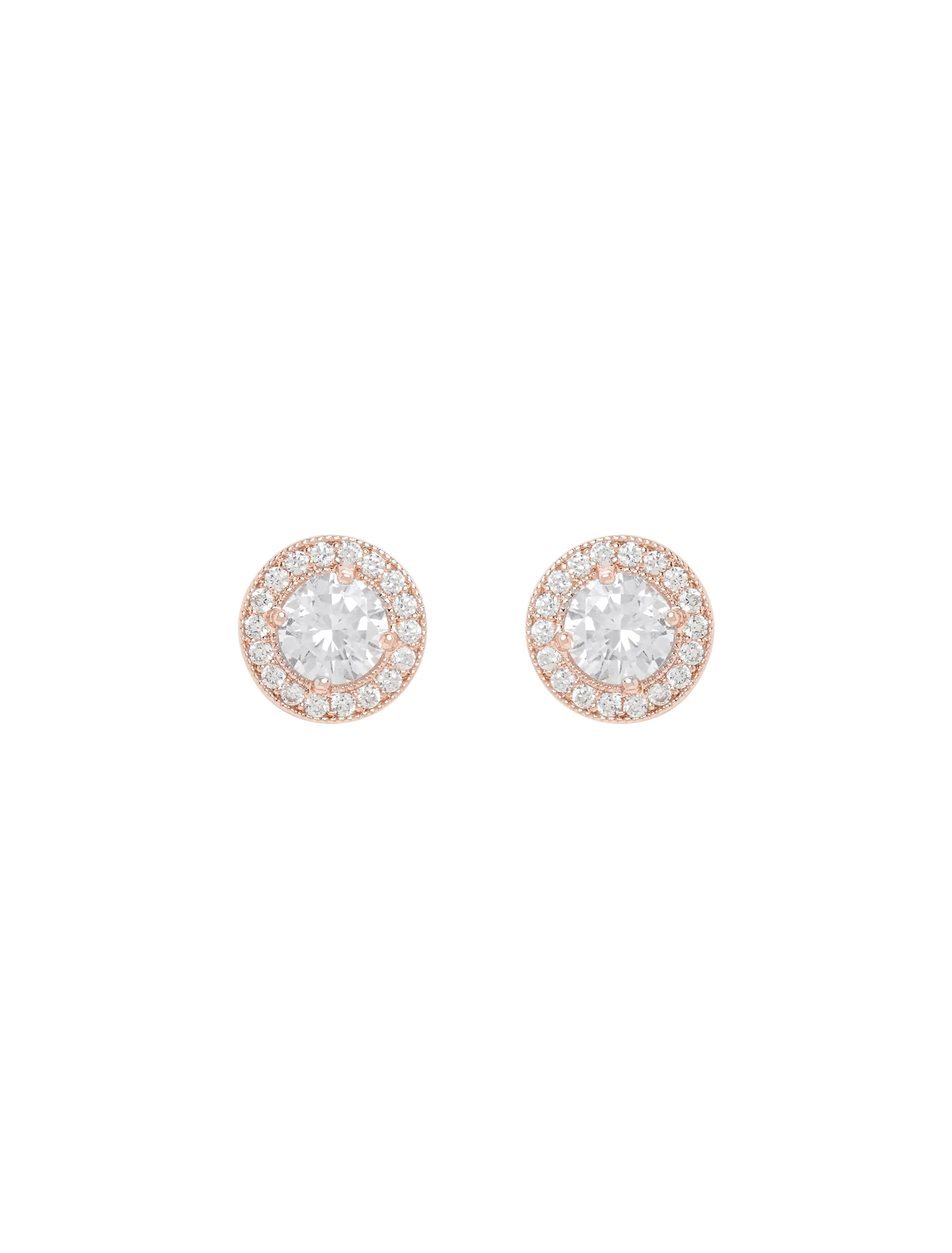 Mila Cubic Zirconia Diamante Round Stud Earrings