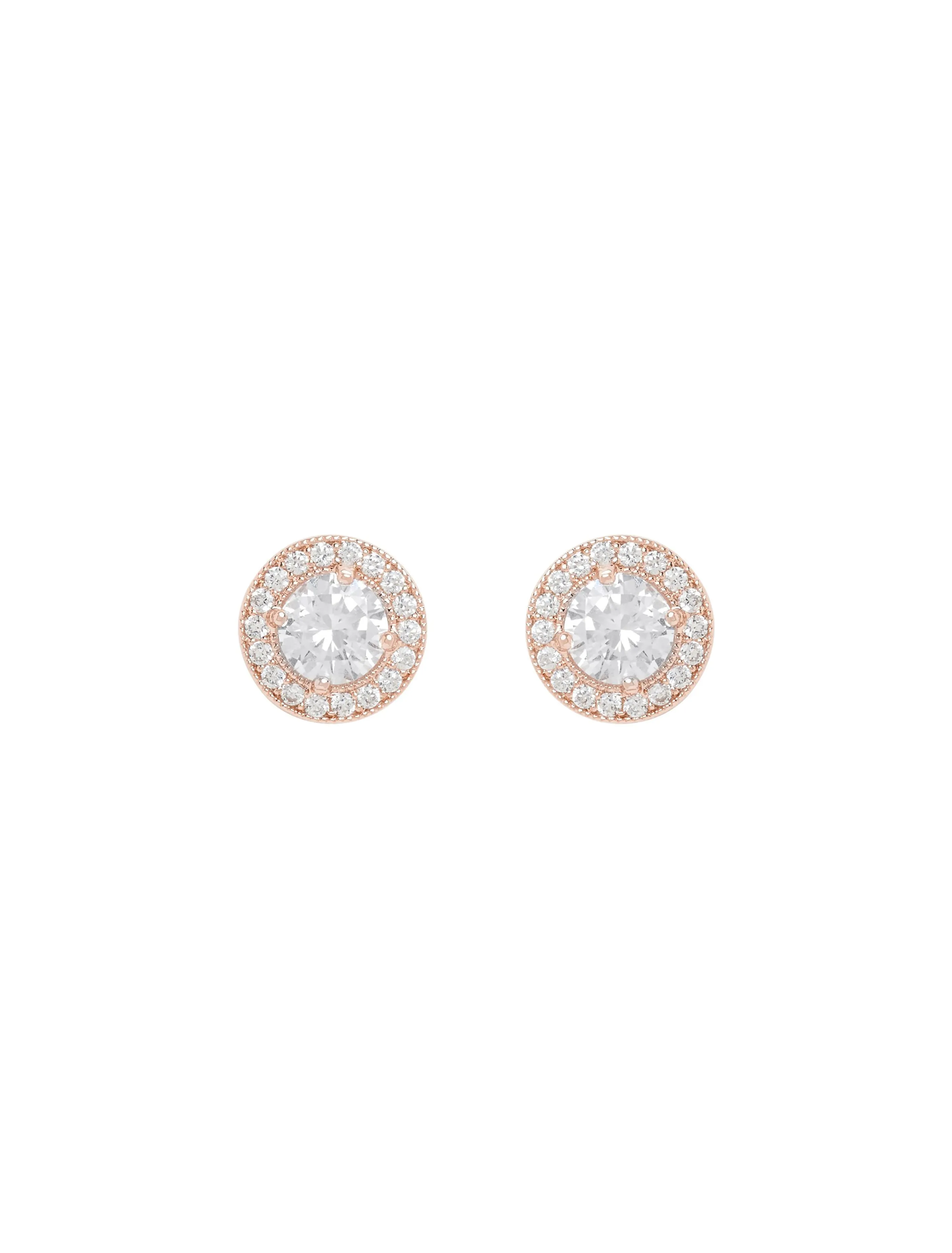 Mila Cubic Zirconia Diamante Round Stud Earrings